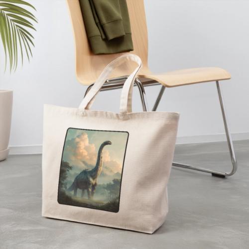 Brachiosaurus Prehistoric Scene Design - Eco-Friendly Cotton Tote