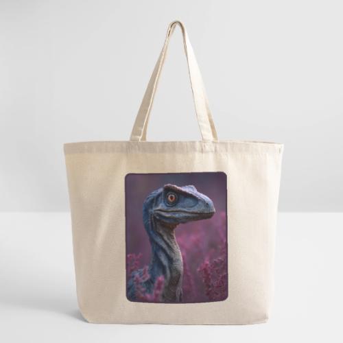 Blue Velociraptor Portrait Design - Eco-Friendly Cotton Tote