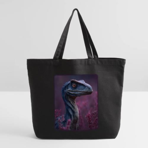 Blue Velociraptor Portrait Design - Eco-Friendly Cotton Tote