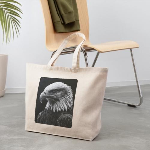 Black White Bald Eagle Design - Eco-Friendly Cotton Tote