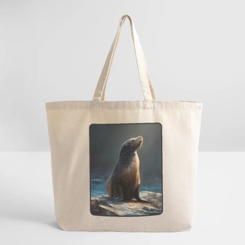 Fur Seal Artistic Shore Portrait Design - Eco-Friendly Cotton Tote