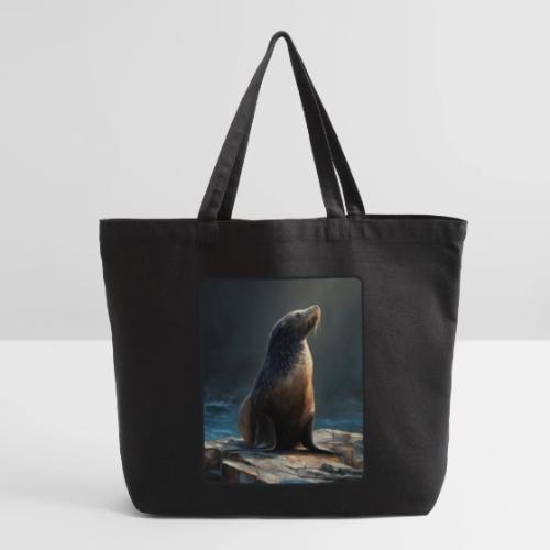 Fur Seal Artistic Shore Portrait Design - Eco-Friendly Cotton Tote