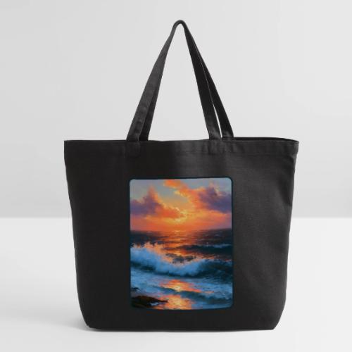 Sunset Storm Waves Oil Painting - Eco-Friendly Cotton Tote