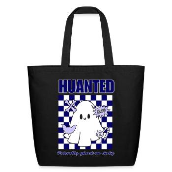 Friendly Ghost On Duty - Eco-Friendly Cotton Tote - black - Front