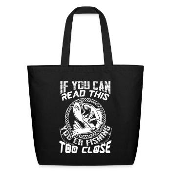 If You Can Read This Fishing Tee - Eco-Friendly Cotton Tote - black - Front