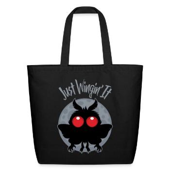 Just Wingin' It Mothman Mischief - Eco-Friendly Cotton Tote - black - Front