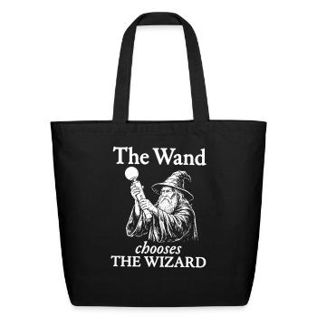 Wand Chooses Wizard Silhouette - Eco-Friendly Cotton Tote - black - Front