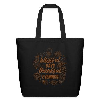 Thankful Evenings Thanksgiving - Eco-Friendly Cotton Tote - black - Front