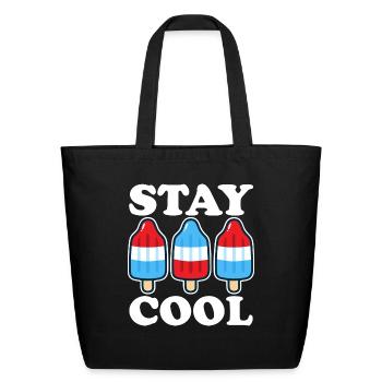 Stay Cool Rocket Pop Red White And Blue Popsicle - Eco-Friendly Cotton Tote - black - Front