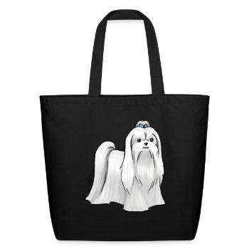 Dog Maltese Show Cut - Eco-Friendly Cotton Tote - black - Front