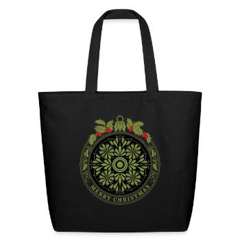 Merry Christmas Ornament - Eco-Friendly Cotton Tote - black - Front