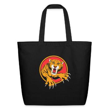 Prehistoric Smilodon Sabertooth Tiger - Eco-Friendly Cotton Tote - black - Front