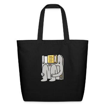 Computer Disc Floppy Disk - Eco-Friendly Cotton Tote - black - Front