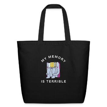 Computer Data Floppy Disk - Eco-Friendly Cotton Tote - black - Front