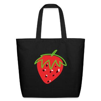 STRAWBERRY LOVE - Eco-Friendly Cotton Tote - black - Front