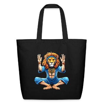 Lion Yogi - Eco-Friendly Cotton Tote - black - Front