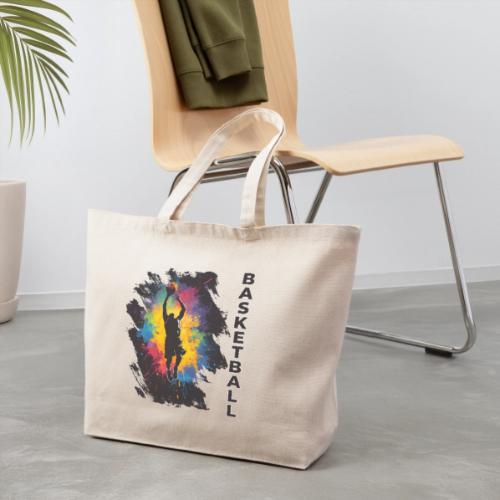 High Energy Basketball Paint Splatter Art - Eco-Friendly Cotton Tote