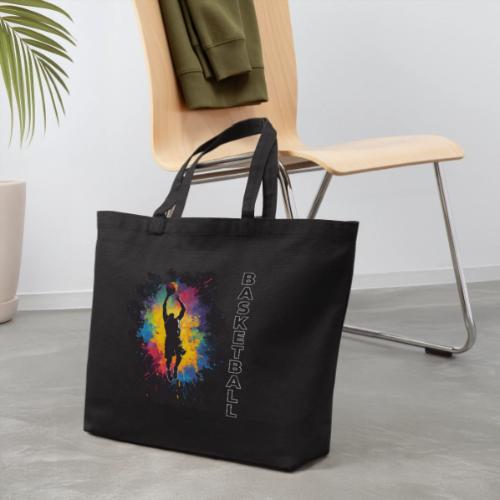 High Energy Basketball Paint Splatter Art - Eco-Friendly Cotton Tote