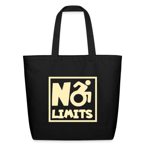 No limits for this wheelchair user. Humor shirt - Eco-Friendly Cotton Tote