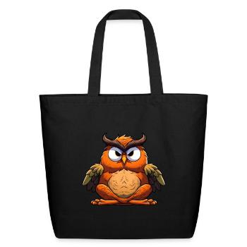 Yogi owl - Eco-Friendly Cotton Tote - black - Front