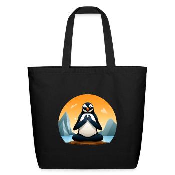 Penguin Yogi - Eco-Friendly Cotton Tote - black - Front