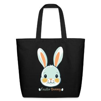 Easter Bunny - Eco-Friendly Cotton Tote - black - Front