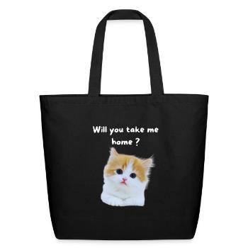 FUNNY CAT - Eco-Friendly Cotton Tote - black - Front
