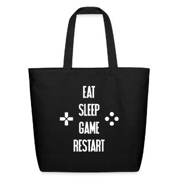 Eat Sleep Game Restart - Eco-Friendly Cotton Tote - black - Front