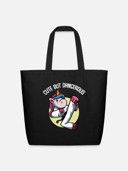 Cute But Dangerous Unicorn Taekwondo Training - Eco-Friendly Cotton Tote - black