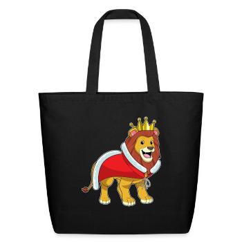 Lion As King With Crown Cape - Eco-Friendly Cotton Tote - black - Front