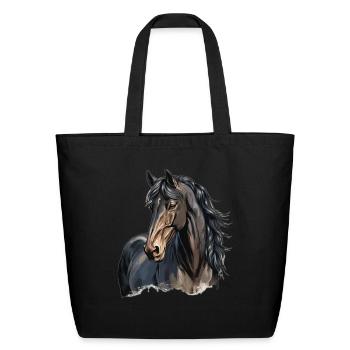 Horse head design - Eco-Friendly Cotton Tote - black - Front
