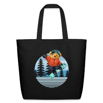 Toy Bear Snowboarding - Eco-Friendly Cotton Tote - black - Front
