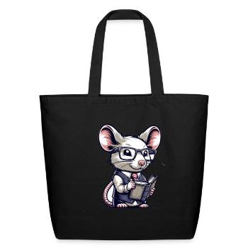 Cute Mouse Teacher - Eco-Friendly Cotton Tote - black - Front