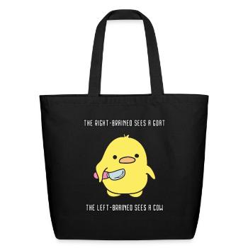 Left-brained, right-brained, no-brained. - Eco-Friendly Cotton Tote - black - Front