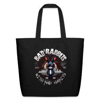 Bad Rabbits with Bad Habits - Eco-Friendly Cotton Tote - black - Front