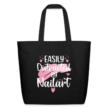 Easily Distracted By Nailart Nail Tech - Eco-Friendly Cotton Tote - black - Front