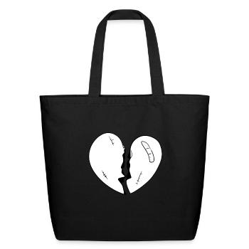 cartoon broken heart red - Eco-Friendly Cotton Tote - black - Front