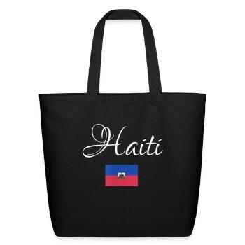 Haiti Caribbean National Flag - Eco-Friendly Cotton Tote - black - Front