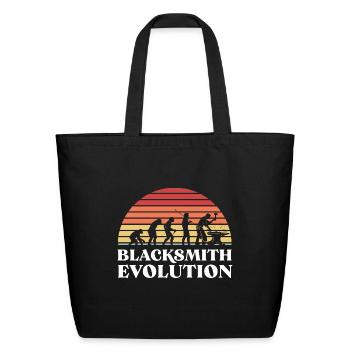 Blacksmith Evolution Goldsmith Hammer Craft Anvil - Eco-Friendly Cotton Tote - black - Front