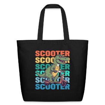 Scooter scootering T Rex - Eco-Friendly Cotton Tote - black - Front