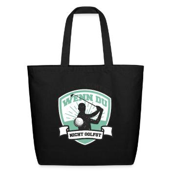 Person Golfing Badge - Eco-Friendly Cotton Tote - black - Front