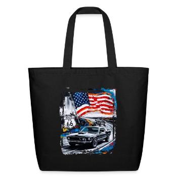 American Muscle Car Route 66 - Eco-Friendly Cotton Tote - black - Front