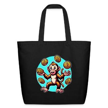 Bitcoin Juggling Monkey - Digital Art - Eco-Friendly Cotton Tote - black - Front