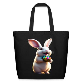 Easter Bunny - Eco-Friendly Cotton Tote - black - Front