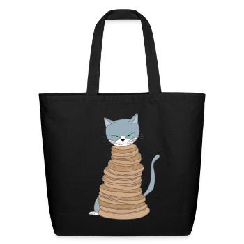 Catcakes - Russian Blue Cat Stack of Pancakes - Eco-Friendly Cotton Tote - black - Front