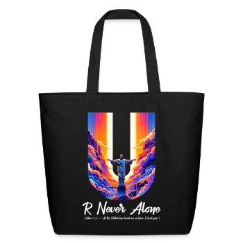 U Never Alone: Neon Christ Vision - Eco-Friendly Cotton Tote - black - Front