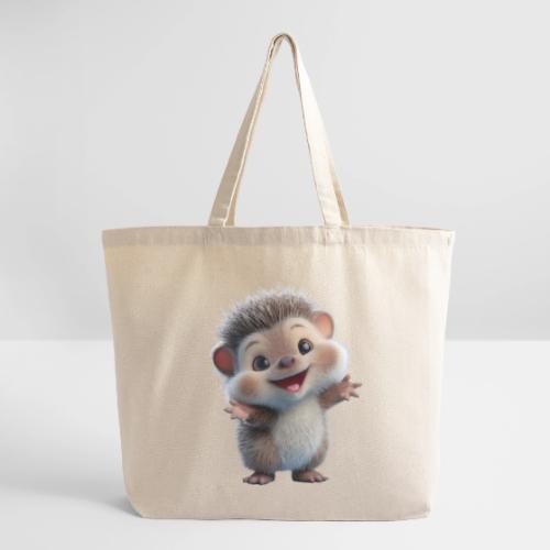 Playful Cartoon Hedgehog with Joyful Pose - Eco-Friendly Cotton Tote
