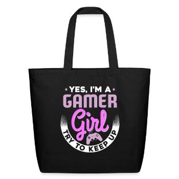 Gamer Girl For Girl Gamer - Eco-Friendly Cotton Tote - black - Front