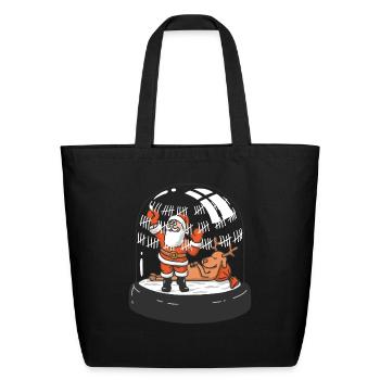 Santa In The Ball - Eco-Friendly Cotton Tote - black - Front