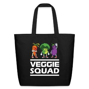 Veggie Squad Funny Vegetables - Eco-Friendly Cotton Tote - black - Front